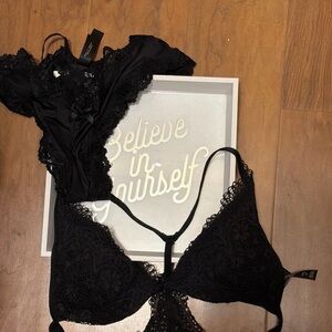 Victoria's Secret Black Lace Bralette and panty